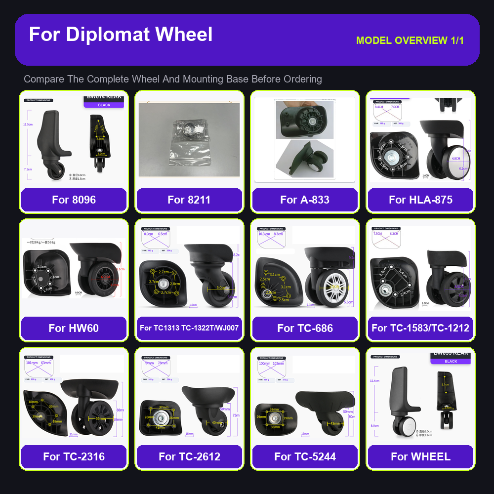 Silent Replacement Luggage Wheels - Robuuste vervangende wielen voor koffers, geschikt