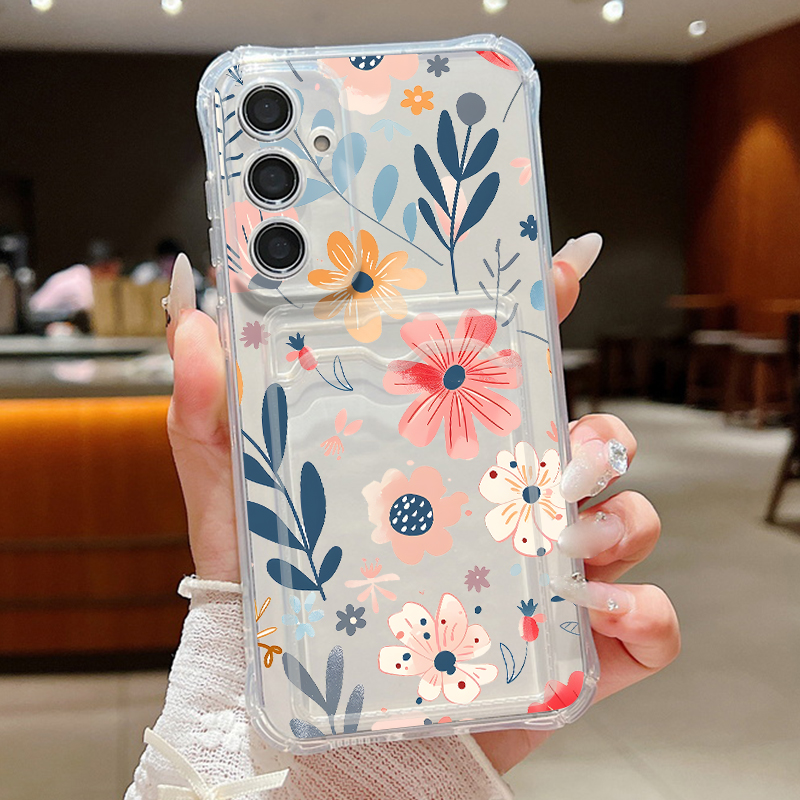 Wallets - Kleurrijke bloemen portemonnee hoesje voor Samsung
